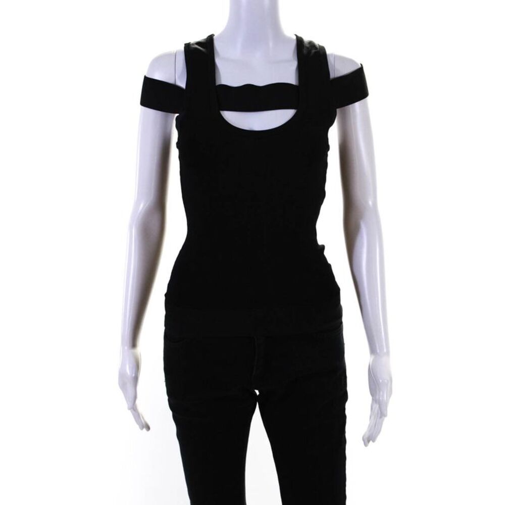 Robert Rodriguez Womens Knit Off Shoulder Sleeveless Top Blouse Black Size XS